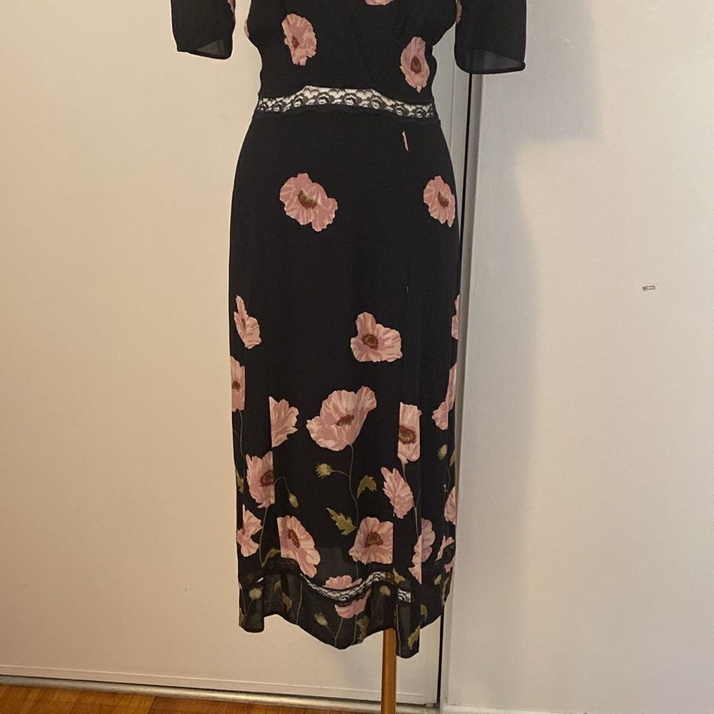 Reformation Black and Pink Floral Alina Dress Size 4 - Picture 7 of 15